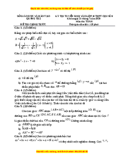 Đề thi vào 10 môn Toán tỉnh Quảng  (Hệ không chuyên) năm 2021