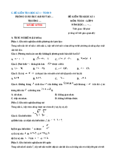 Đề thi Cuối kì 1 Toán 9 Cánh diều 2024 (Đề 6)