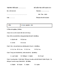 Đề thi Giữa kì 2 Toán lớp 5 Cánh diều (Đề 1)