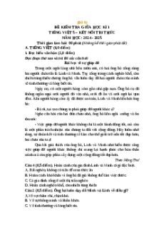 Đề thi giữa kì 1 Tiếng Việt lớp 5 Kết nối tri thức (Đề 9)