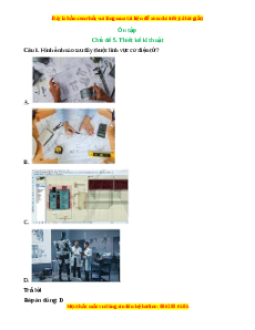 Trắc nghiệm Công nghệ 10 Ôn tập chủ đề 5 Cánh diều: Thiết kế kĩ thuật