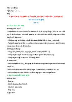 Giáo án Mét khối Toán lớp 5 Chân trời sáng tạo