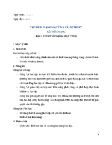 Giáo án Chủ đề B Bài 1 Tin học 12 Cánh diều: Cơ sở mạng máy tính