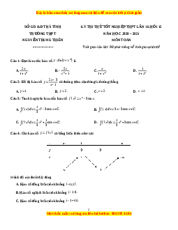 Đề thi thử Toán trường Nguyễn Trung Thiên năm 2021