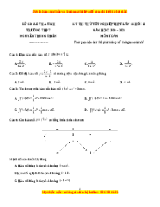 Đề thi thử Toán trường Nguyễn Trung Thiên năm 2021