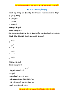Trắc nghiệm Tốc độ chuyển động KHTN 7 Kết nối tri thức