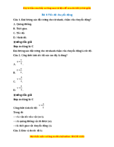 Trắc nghiệm Tốc độ chuyển động KHTN 7 Kết nối tri thức