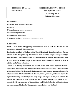 Đề thi giữa kì 1 Tiếng Anh 9 Global success (Đề 5 kèm file nghe)