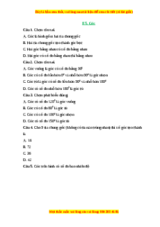 Trắc nghiệm Góc Toán 6 Cánh diều