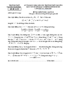 Đề thi HSG Toán 10 Trường THPT Chuyên Trần Phú - Hải Phòng