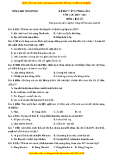 Đề thi thử Lịch Sử Sở Vĩnh Phúc lần 1 năm 2021