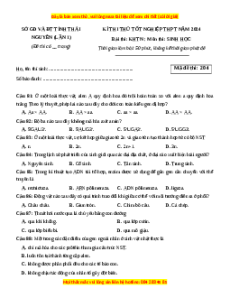 Đề thi thử tốt nghiệp Sinh học trường Sở Thái Nguyên năm 2024
