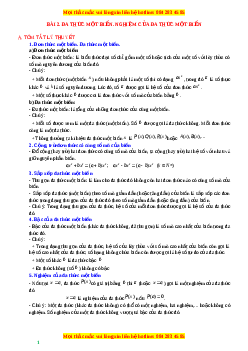 Chuyên đề Đa thức một biến. Nghiệm của đa thức một biến Toán 7 Cánh diều