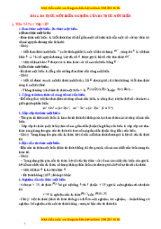 Chuyên đề Đa thức một biến. Nghiệm của đa thức một biến Toán 7 Cánh diều