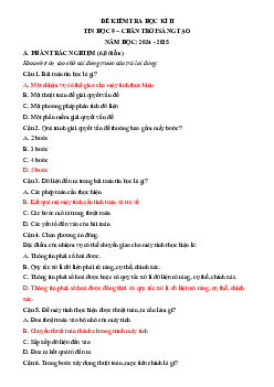 Bộ 3 đề thi Cuối kì 2 Tin học 9 Chân trời sáng tạo có đáp án