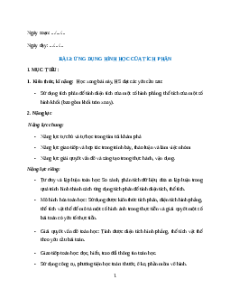 Giáo án Ứng dụng hình học của tích phân Toán 12 Chân trời sáng tạo