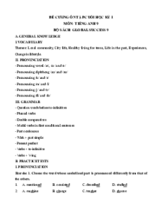 Đề cương ôn tập Cuối kì 1 Tiếng Anh 9 Global Success