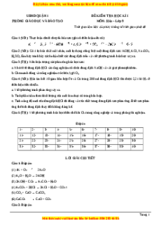 Đề thi cuối kì 1 Hóa học 9 Phòng GD&ĐT Quận 1