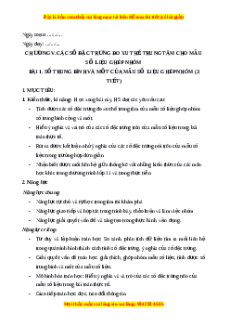 Giáo án Số trung bình và mốt của mẫu số liệu ghép nhóm Toán 11 Chân trời sáng tạo