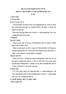 Giáo án Bài 15: Công pháp quốc tế về dân cư, lãnh thổ KTPL 12 Kết nối tri thức