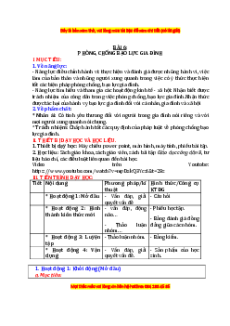 Giáo án Bài 6 GDCD 8 Cánh diều: Phòng, chống bạo lực gia đình