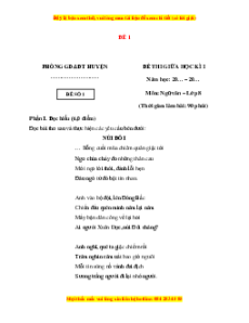 Đề thi giữa kì 1 Ngữ văn 8 Chân trời sáng tạo (đề 1)