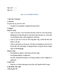 Giáo án Chủ đề F Bài 11 Tin học lớp 5 Cánh diều: Các phép so sánh