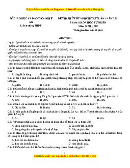 Đề thi thử Sinh Học Liên Trường Nghệ An lần 1 năm 2021
