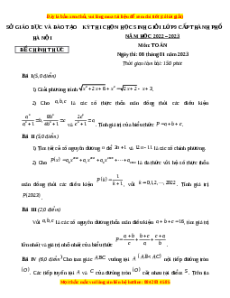 Đề thi HSG Toán 9 Cấp TP - Sở GD&ĐT Hà Nội năm học 2022 - 2023 có đáp án
