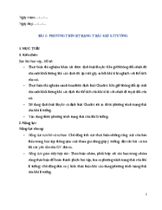 Giáo án Phương trình trạng thái khí lí tưởng Vật Lí 12 Cánh diều