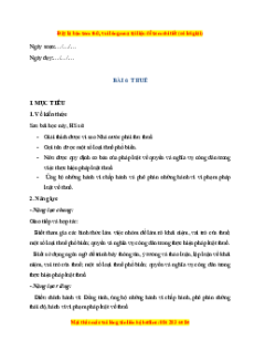 Giáo án Bài 6 KTPL 10 Cánh diều: Thuế