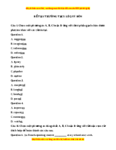 Đề thi cuối kì 2 Tiếng Anh 9 trường THCS Lê Quý Đôn năm 2023