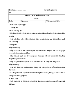 Giáo án Bài 26 Khoa học lớp 4 (Chân trời sáng tạo): Thực phẩm an toàn