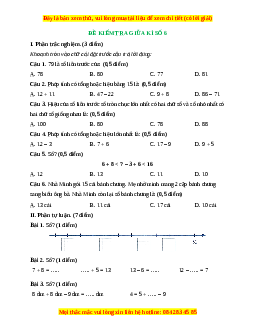 Đề thi giữa kì 1 Toán lớp 2 Cánh diều - Đề 6