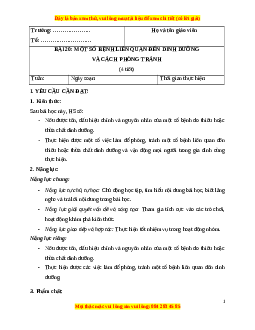 Giáo án Bài 20 Khoa học lớp 4 (Cánh diều): Một số bệnh liên quan đến dinh dưỡng và cách phòng tránh