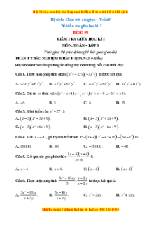 Đề thi giữa kì 1 Toán 8 Chân trời sáng tạo (đề 9)