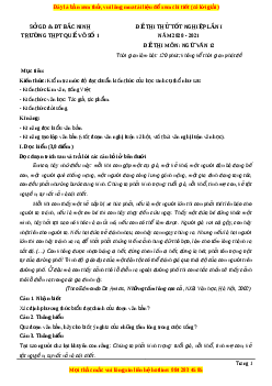 Đề thi thử Ngữ Văn trường Quế Võ lần 1 năm 2021