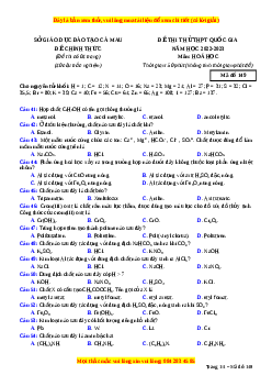 Đề thi thử Hóa học Sở Cà Mau năm 2023