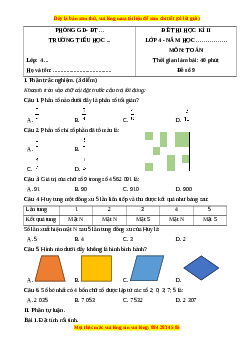 Đề thi cuối kì 2 Toán lớp 4 Cánh diều - Đề 9