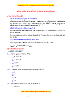 Chuyên đề Phân tích một số ra thừa số nguyên tố Toán 6 Cánh diều
