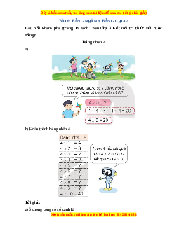 Giải Sgk Toán lớp 3 Bài 6: Bảng nhân 4, bảng chia 4 (Kết nối tri thức)