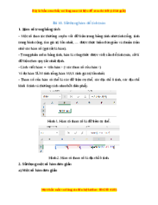 Lý thuyết Tin học 7 Chân trời sáng tạo Bài 10: Sử dụng hàm để tính toán