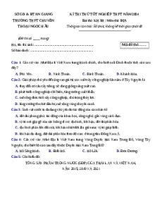 Đề thi thử tốt nghiệp Địa lí trường THPT Chuyên Thoại Ngọc Hầu - An Giang năm 2024