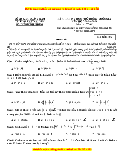Đề thi thử Toán trường Chuyên Nguyễn Bỉnh Khiêm năm 2021