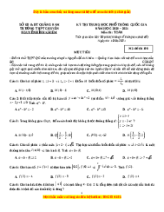 Đề thi thử Toán trường Chuyên Nguyễn Bỉnh Khiêm năm 2021