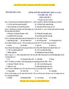 Đề thi thử Lịch sử Sở Bắc Giang lần 1 năm 2023