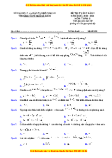 Đề thi thử tốt nghiệp Toán trường THPT Ngô Sỹ Liên - Bắc Giang năm 2024