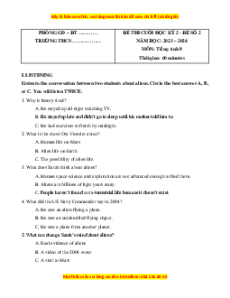 Đề thi cuối kì 2 Tiếng Anh 8 Global success (Đề 2 kèm file nghe)