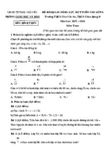 Đề thi vào lớp 6 môn Toán trường Chu Văn An - Thái Nguyên 2025 có đáp án