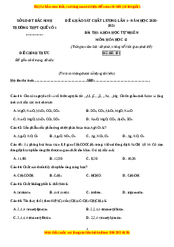 Đề thi thử Hóa Học trường Quế Võ 1 năm 2021